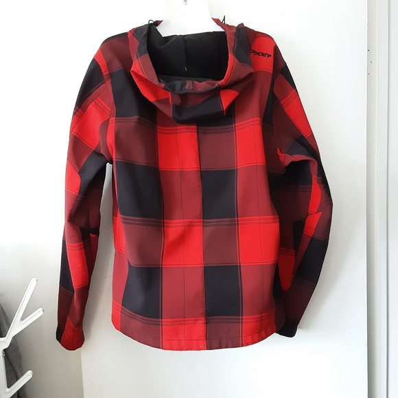 Spyder Red Plaid Soft Shell Hooded Jacket - Picture 2 of 10